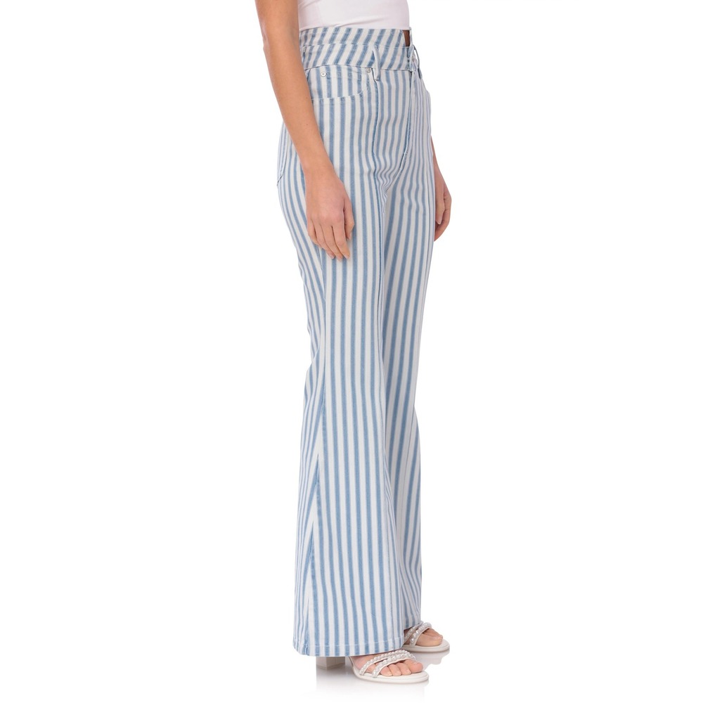 203 Avec Les Filles Stripe High Waist Super Flare Jeans - Size 14/32 NWT $148 - Picture 3 of 7